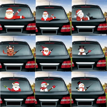 Božić naljepnica za automobil serije Djed Mraz Udaljiti auto naljepnice za brisača stražnjeg prozora od PVC-a za svečane registracije vozila