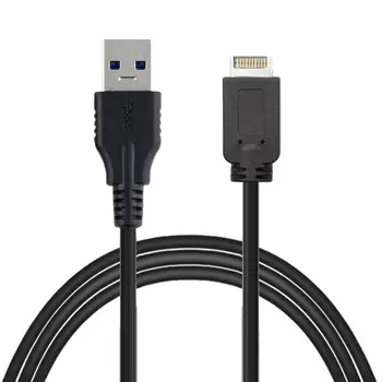 Cablecc Priključak USB 3.1 na prednjoj ploči s priključkom USB 3.0 Type-A, produžni kabel za prijenos podataka, kabel-pretvarač 50 cm, crni