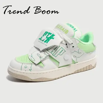 Casual obuća za muškarce, bijelo-zeleni dizajn nove tenisice za modnu pistu, ženska obuća za skateboard na debelim potplatima od uvezivanje trend cipele unisex