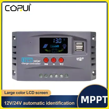 CoRui 10A 20A 30A MPPT Solarni kontroler punjenja, regulator 12V 24V sa LCD zaslon, dual punjenje putem USB-a, Pribor za pametne kuće
