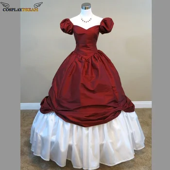 crvena haljina princeze viktorijanskog doba, loptu haljina građanskog rata, južna ljepotica, donje elegantno crno loptu haljina za djevojčice, kazališne odjeća po mjeri