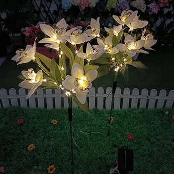 Cvijet orhideje Sunčeva Svjetlost IP65 Vodootporni vanjski ukrasni svijećnjak Šarene led žarulja za dvorišta 600 mah za terase, travnjaci, staze u dvorištu