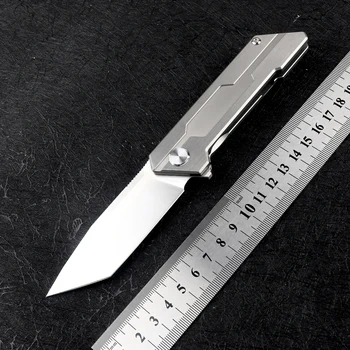 Devet Šiljaka D2 Čelik je legura Titana nož na Sklapanje kuglični ležaj Vanjski Kamp Oštro sigurnosni lovački nož EDC Prijenosni alat