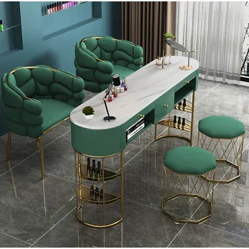 Dizajnerske stolovi za manikuru u skandinavskom stilu, Namještaj Salona, Set stolova za manikuru s dva noktiju, Jednostavna pedikerski shop, Jedan profesionalni noktiju stol