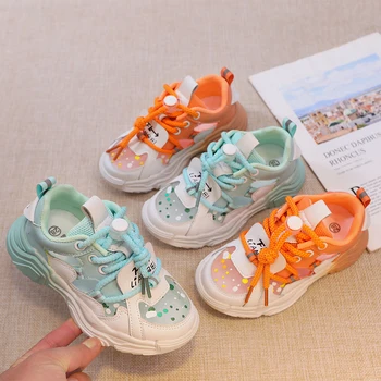 Dječje casual cipele s modne Градиентной Mreže 2023, Ljetna Moda Dječje Nova Prozračna Casual cipele s Šuplje čipkom za djevojčice