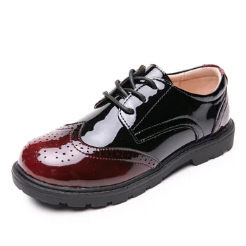 Dječje cipele od Umjetne kože za dječake od 4 do 18 godina; sezona Proljeće-jesen; Monotono cipele na trgu petu sa uvezivanje; Funky Lijepa dječje cipele Hw48