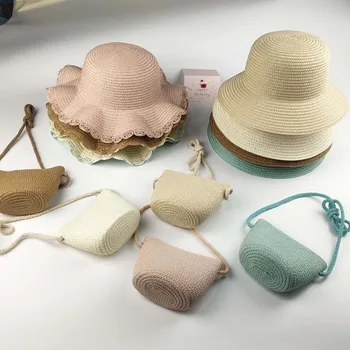 Dječje šešir na ljeto, slamnati šešir, mini-slama torba, od pruća iz trave, солнцезащитная šešir, plaža mala torba-instant messenger, dječje kapu