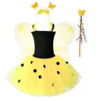 Dječji Elegantan kostimi za djevojčice na proljeće-ljeto s cvjetnim uzorkom pčele, karnevalske kostime za Halloween, jednostavne večernje haljine, haljine 9