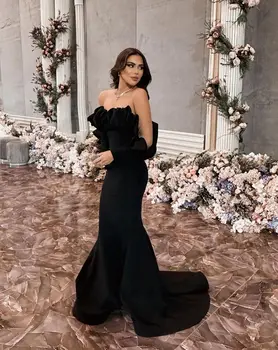 Dobar večer, elegantne Crne haljine Sirena sa seksi ukrašen s otvorenim ramenima, haljina za prom, banket haljine za zabave