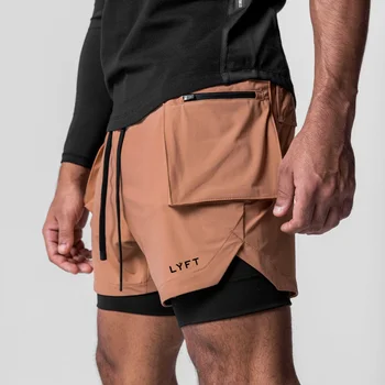 Dvoslojni nove muške kratke hlače 2-u-1 s klasičnim košarkaškoga po cijeloj površini, ljetni svakodnevne sportske kratke hlače za teretane, gospodo topljenje