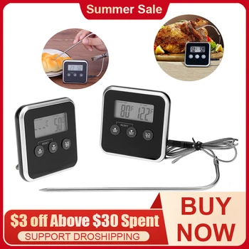 E-mail LCD Digitalne Termometre za Roštilj Meso Voda Ulje Alarm Temperature Kuhanja Kuhinjski Timer Kuhanje