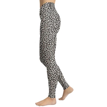 Elastične hlače za joge s леопардовым po cijeloj površini i visok struk, uske tajice za joge, ženska sportska odjeća