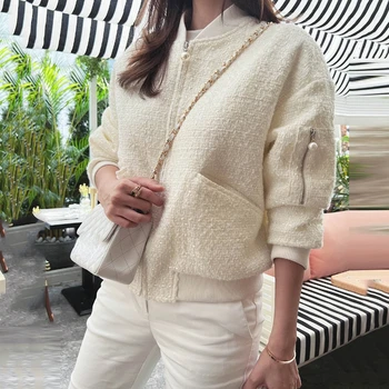 Elegantna jakna od pomiješan vune s dugim rukavima