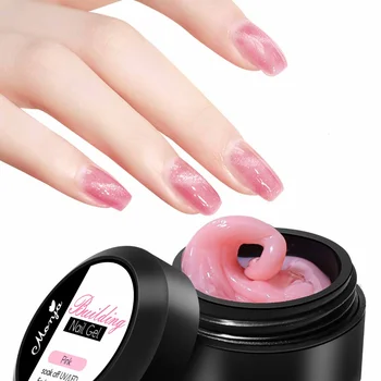 Gel za izgradnju, ljepilo-gel sa šljokicama, Jednostavne pribor za nokte, ne прилипающий na ruci Čvrst gel za izgradnju noktiju, transparentan tjelesno-pink