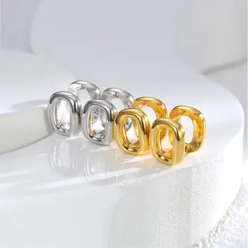 Geometrijski šuplje prostornih trg metalne naušnice-prstenje zlato 14K, male jednostavne glatko čvrste anti-alergijske ženske modne naušnice