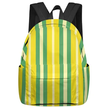 Geometrijski žuto-zelene pruge, ženske torbe, tinejdžerske studentske školske torbe, ruksak za prijenosno računalo, muški, Ženski, putne torbe