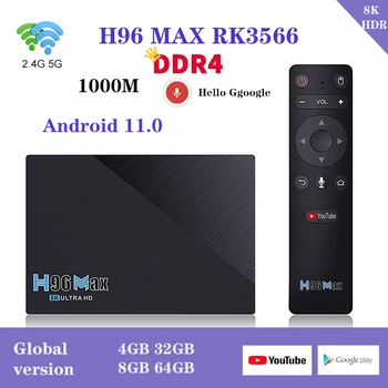 H96 MAX Smart TV BOX Android 11,0 8G 64GB 4G 32G RK3566 2,4 G 5G Wifi 1000M 8K media player BT5.0 ddr4 USB3.0 pojedinca ili kućanstva H96max