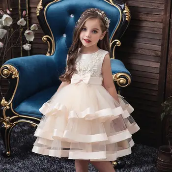 Haljina princeze, novi сетчатое haljinu s izvezenim za djevojčice, popularna dječja haljina s okruglog izreza i kratkih rukava, bogata svečana haljina za djevojčice