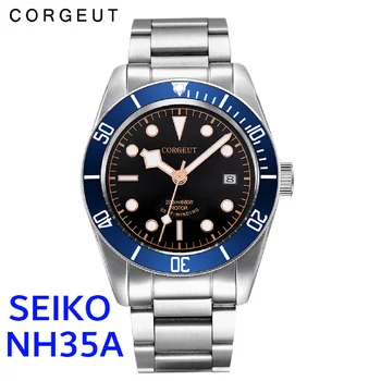 High-end brand Corgeut Watch Vodootporan Japanski automatski mehanički ručni sat NH35 s potpuno čeličnim safir kristal kalendar Poslovni mens watch