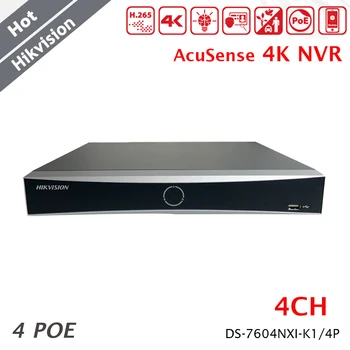 Hikvision 4 kanalni dvr, 4 PoE 1U AcuSense 4K video snimač sa prepoznavanjem lica 2-Sistemski audio 40 Mbit/s Onvif za IP kamere DS-7604NXI-K1/4P