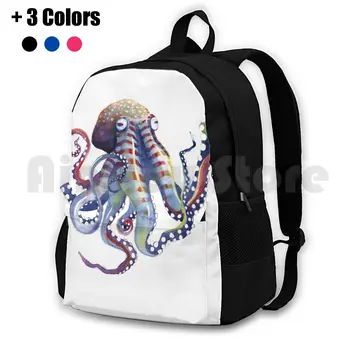 Hobotnica Marširati ruksak za jahanje, sportski torba za penjanje, Pipci Hobotnice, Akvarel, Morski život, umjetnost je za kupatilo, morsko čudovište