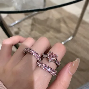 HOYON 925 Srebro prsten za ljubav ružičaste boje, ženski нишевый dizajn, jednostavan luksuzni kažiprst, ins, kvalitetan инкрустированное kubični cirkon otvoreni prsten, večernje