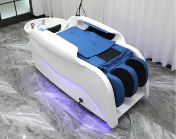 Inteligentna električna masažna krevet za šampon, potpuno automatski keramički umivaonik za pranje šamponom, vodena masaža, ugrađeni namještaj salona, sa