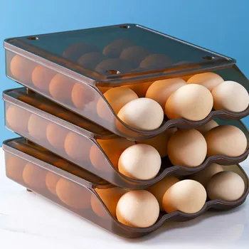 Izvlačenje ladica za pohranu u hladnjaku, kutija za skladištenje jaja, Držač za jaja, Zaštita od pada, Veliki potrošačke artefakt za skladištenje jaja