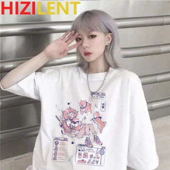 Japanska ženska t-shirt s anime, ljetne ženske svakodnevne vrhovima u stilu харадзюку, velike dimenzije, slobodna ženska odjeća u stilu hip-hop, Ulzzang kawaii, slatka majice