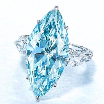 Jednostavan prsten sa nebo plavim kamenom markiz za žene, fin pribor za svadbene zurke, ukras za stranke, Izravna dostava