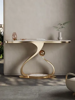 Jednostavan raskošan stol za veranda od nehrđajućeg čelika s kamenim štednjak, stol za terase u stilu moderne i suvremene umjetnosti, stol za predvorju, stol za pregled na kraju