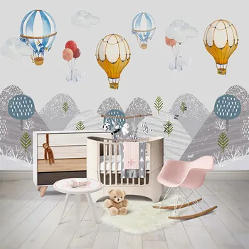 Jednostavna ručno oslikana na balonom planinski dom na red 3D tapete naljepnice na zidu, dnevni boravak, spavaća soba