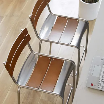 Jednostavne moderne barske stolice od kovanog željeza za doručak namještaja, dizajn home stolice sa naslonom, Jednostavan luksuzni trgovački stolica za pregovore