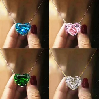 Jednostavne ženske ogrlice s velikim сердечком, plavo/rose/zelena/bijela ogrlica sa ovjesom 