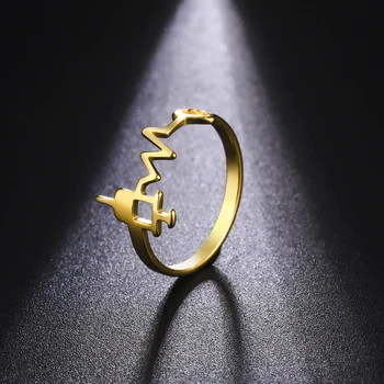 Jednostavno prsten od nehrđajućeg čelika zlatne, srebrne boje za žene, igla za EKG, prsten za palac, Novi modni ukras za poklon prijatelju na rođendan