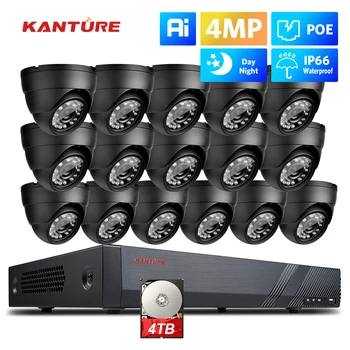 KANTURE H. 265 16CH 2K CCTV Camera System 4MP Ai Human Detection Indoor Outdoor POE Ip Camera Kit video nadzor noćni Vid