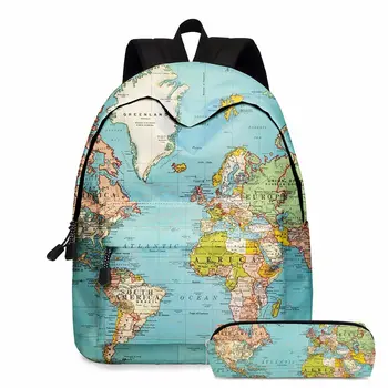 Karta Europe i Amerike, školske torbe za djevojčice, vodootporna torba za knjige, studentski beba naprtnjače, dječji školski ruksak za dječake, dar