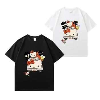 Kawaii Sanrio Hello Kitty s kratkih rukava, slatka free t-shirt s anime godina studentskim po cijeloj površini, casual zgodan top, poklon za djevojke