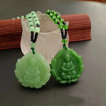 Klasicni Kineski Privjesak sa Zelenim Нефритом Buddha Гуаньинь, Starinski amulet, Ženske ogrlice za Žene, Muški modni pokloni, Nakit