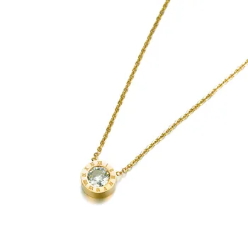 Klasični okrugli ogrlica s ovjesom od kubni cirkonij 2 karat, nakit, чокеры od титановой čelika, ogrlica na Valentinovo N18004