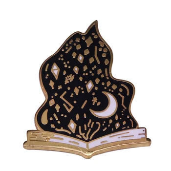 Knjiga čarolija эмалевая pin čarobni ikonu za vračanje broš s crnim plamenom knjiški moljac dar okultne gotičke dekoracije