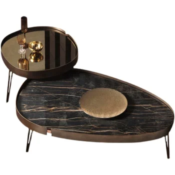 Kombinacija veličine kava stol u talijanskom minimalistički stil, lak i ekstravagancija, jednostavan dizajn ovalni kutak