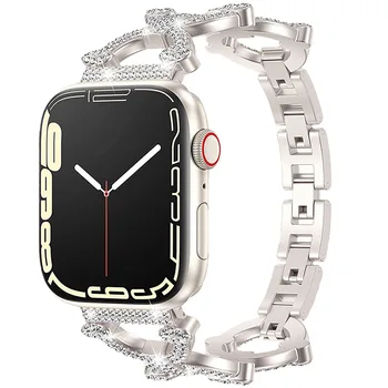 Kompatibilne Uzicom Apple Watch 38/40/41/42/44/45 mm, Ženski Cijele Sjajnu narukvicu s dijamantima, Narukvica za iWatch Serije 1-8