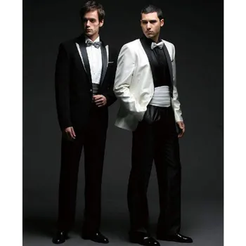 Komplet od 2 predmeta, crnci, bijeli muška odijela, Službeni poslovne tuxedos s oštrim lapels, Приталенное vjenčanica za mladoženja (jakna + hlače), сшитое na red