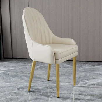 Kožne blagovaona stolice od bijelog Zlata, Dizajn stolica za spavaće sobe, Metalne blagovaona stolice, kat skandinavski ležaljke, Blagovaona set