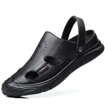 Kožne sandale gospodo 2023 Ljetnim novi dizajn poslovne svakodnevne cipele s urezima, gospodo modni čvrste muške sandale