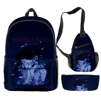 Kreativni modni zabavne plave školske torbe s 3D ispis, 3 kom./compl., moderan ruksak za prijenosno računalo, нагрудная torba, kutija za olovke