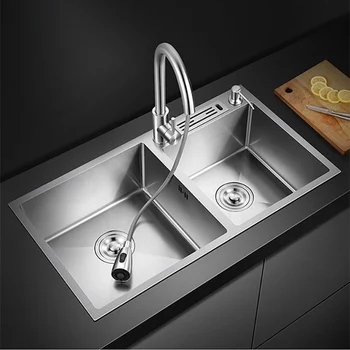 Kuhinjski sudoper od nehrđajućeg čelika 304 Dvostruki umivaonici, Čaša Domaća Kuhinja Iznad Pulta Za pranje posuđa zdjelice povrća Delim sudopera