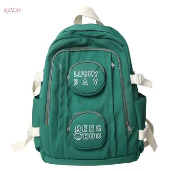 KUZAI, slatka ženski ruksak s dvostrukim džep, vodootporan najlon ženski školski ruksak za djevojaka, ruksak za prijenosno računalo, кавайные studentski torbe