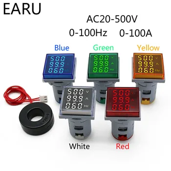 Kvadratni led digitalni voltmetar, Ampermetar, Herz, AC20-500V, Signalna svjetla, Napon, Frekvencija struje, kombinirani mjerač, Pokazivač, tester
